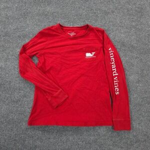 Vineyard Vines Shirt Mens Extra‎ Small Red Whale Spell Out Graphic Logo Casual